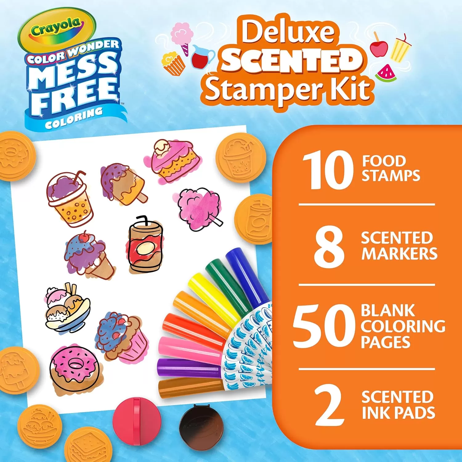 imageCrayola Color Wonder Mess Free Coloring Set 50 Blank Coloring Pages Scented Color Wonder Stamps and Markers Refill SetDeluxe Scented Stamper Kit