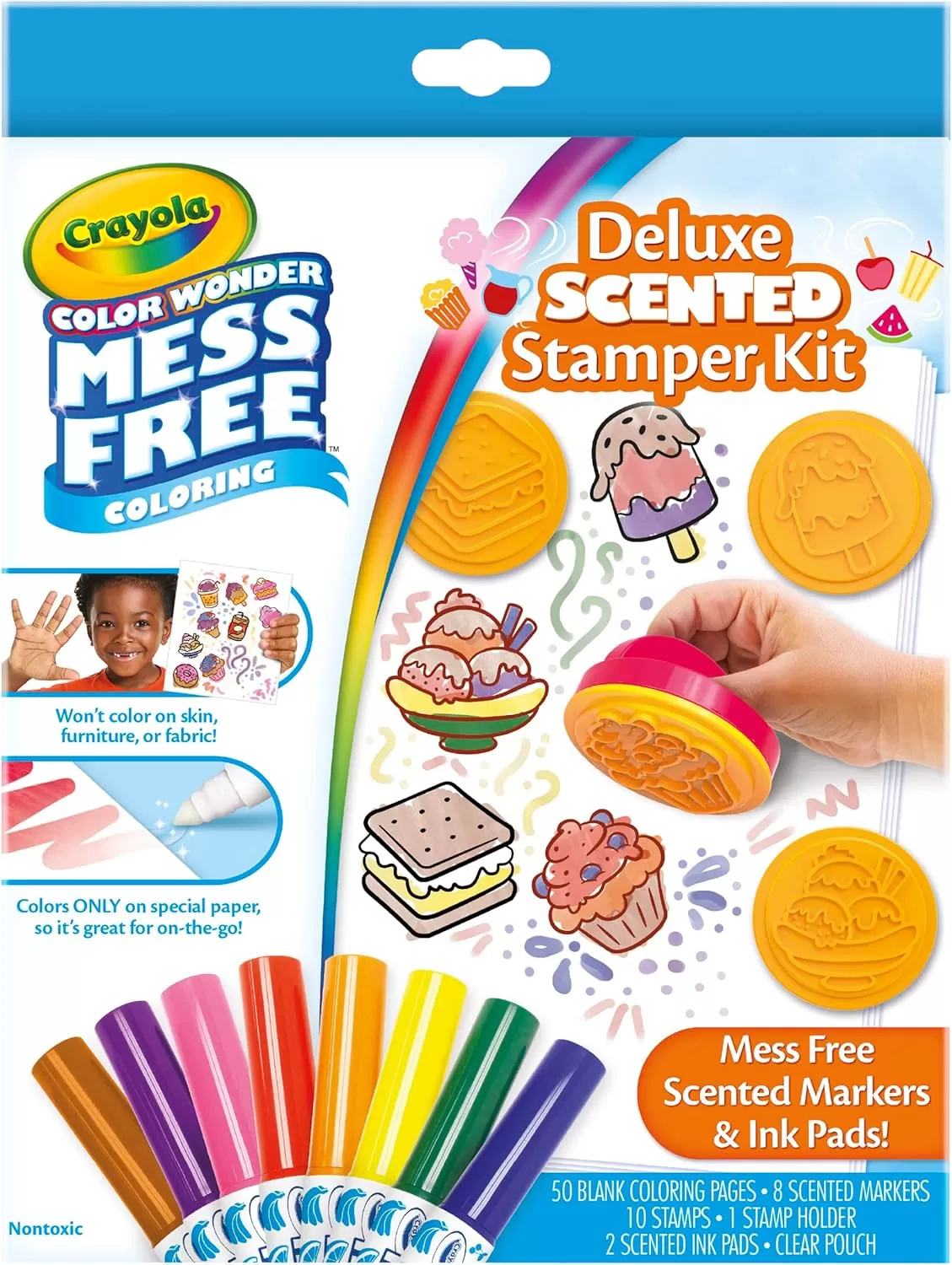 imageCrayola Color Wonder Mess Free Coloring Set 50 Blank Coloring Pages Scented Color Wonder Stamps and Markers Refill SetDeluxe Scented Stamper Kit