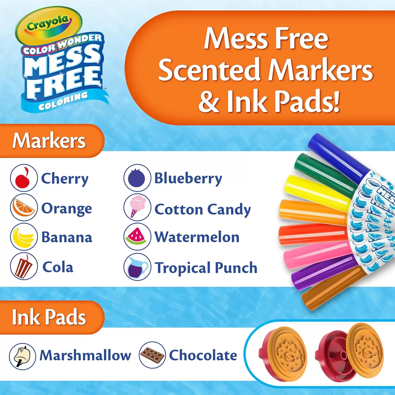 imageCrayola Color Wonder Mess Free Coloring Set 50 Blank Coloring Pages Scented Color Wonder Stamps and Markers Refill SetDeluxe Scented Stamper Kit