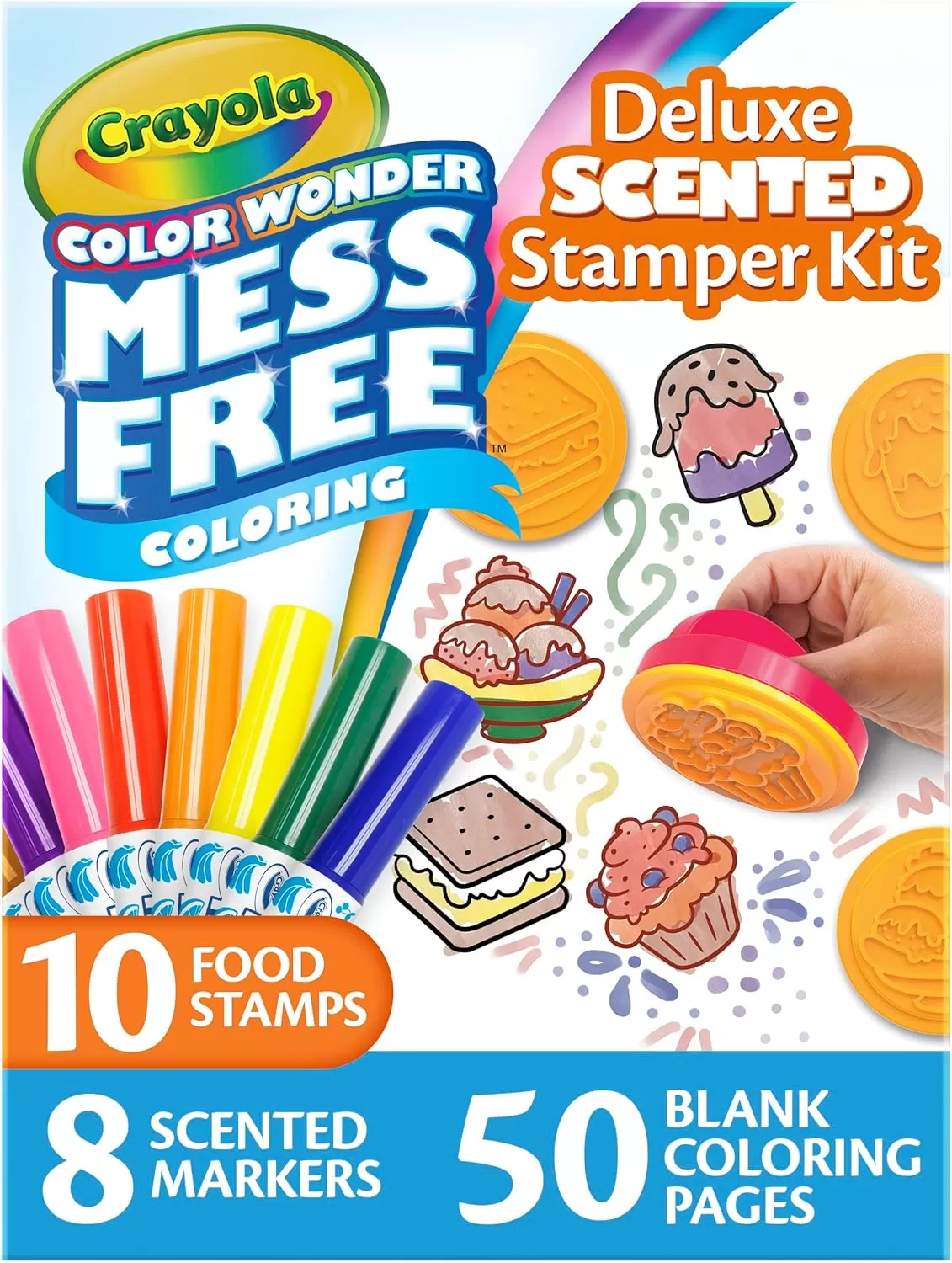 imageCrayola Color Wonder Mess Free Coloring Set 50 Blank Coloring Pages Scented Color Wonder Stamps and Markers Refill SetDeluxe Scented Stamper Kit