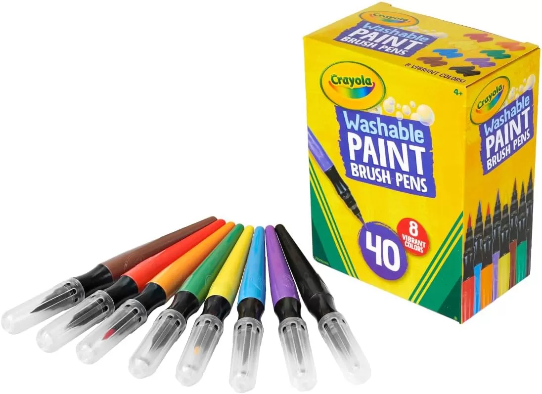 imageCrayola NoDrip Paint Brush Pens Assorted Colors Set 40 Count Creative Gift for Kids and TeensStandard Packaging