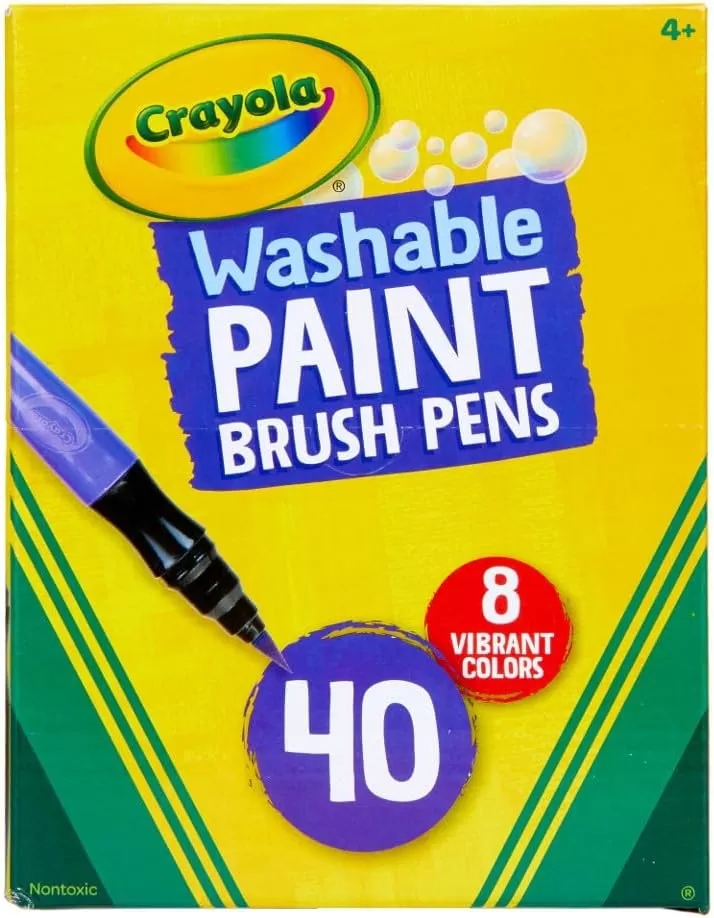 imageCrayola NoDrip Paint Brush Pens Assorted Colors Set 40 Count Creative Gift for Kids and TeensStandard Packaging