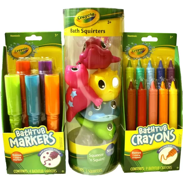 imageCrayola Bath Time Fun Bundle Including Bathtub Markers Bathtub Crayons and Bath Squirters  Bring Creative Fun to Bath Time  Ages 3