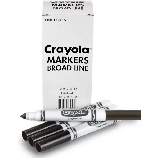 imageCrayola Broad Line Markers  Black 12ct Markers for Kids Bulk School Supplies for Teachers Nontoxic Marker Refill with Reusable BoxBlack
