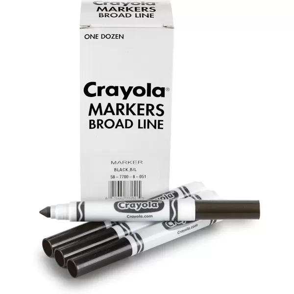 imageCrayola Broad Line Markers  Black 12ct Markers for Kids Bulk School Supplies for Teachers Nontoxic Marker Refill with Reusable BoxBlack