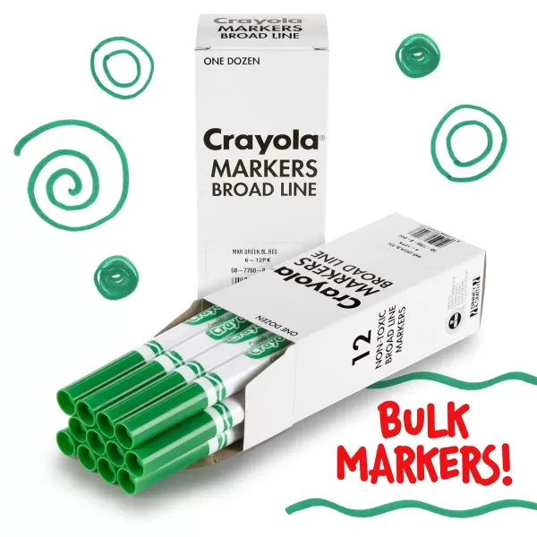 imageCrayola Broad Line Markers  Black 12ct Markers for Kids Bulk School Supplies for Teachers Nontoxic Marker Refill with Reusable BoxGreen
