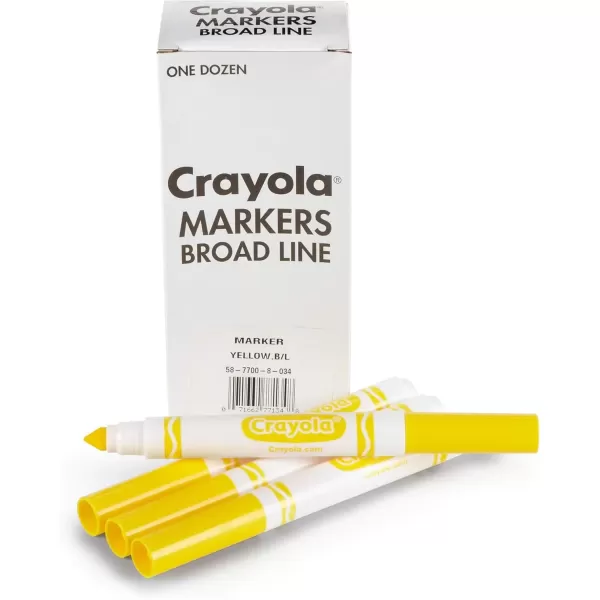 imageCrayola Broad Line Markers  Black 12ct Markers for Kids Bulk School Supplies for Teachers Nontoxic Marker Refill with Reusable BoxYellow