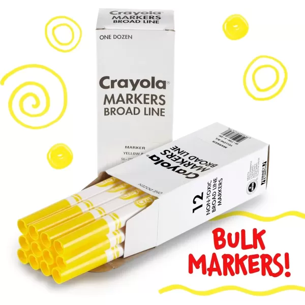 imageCrayola Broad Line Markers  Black 12ct Markers for Kids Bulk School Supplies for Teachers Nontoxic Marker Refill with Reusable BoxYellow