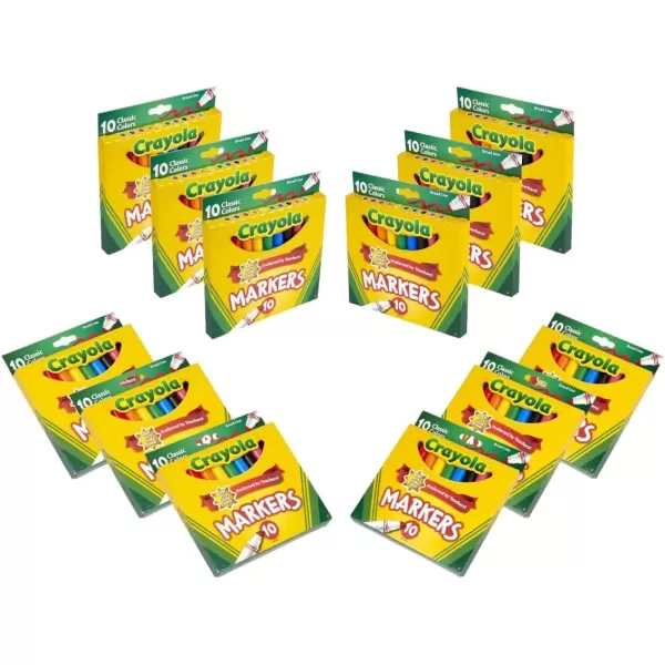imageCrayola Broad Line Markers 12pks Bulk Markers for School Coloring Markers for Kids Must Have Classroom Supplies for Teachers