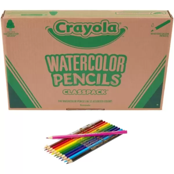 imageCrayola Classpack Watercolor Pencils 240ct 20 each of 12 Colors Great for Classroom Educational Art ToolsWatercolor