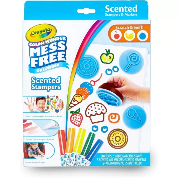 imageCrayola Color Wonder Mess Free Coloring Set 50 Blank Coloring Pages Scented Color Wonder Stamps and Markers Refill SetScented Stamper Kit