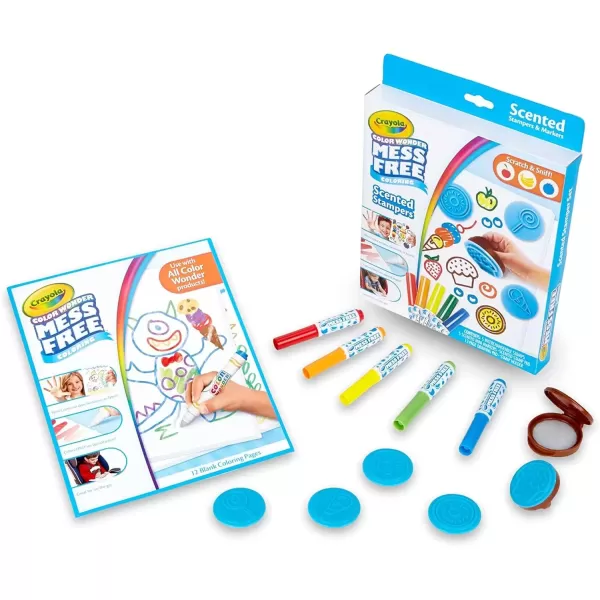 imageCrayola Color Wonder Mess Free Coloring Set 50 Blank Coloring Pages Scented Color Wonder Stamps and Markers Refill SetScented Stamper Kit
