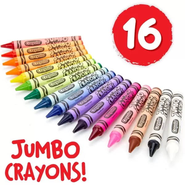 imageCrayola Jumbo Crayons Bulk 6 Sets of 16 Large Crayons for Toddlers ampamp Kids School Supplies Gifts Amazon Exclusive16 Count Pack of 6