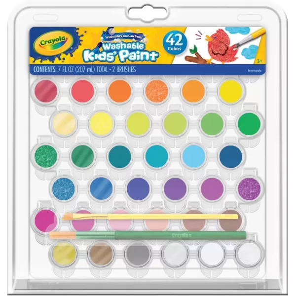 imageCrayola Kids Washable Paint Set 42 Ct Gift for Kids Ages 3 4 5 6 7 AssortedPaint Set