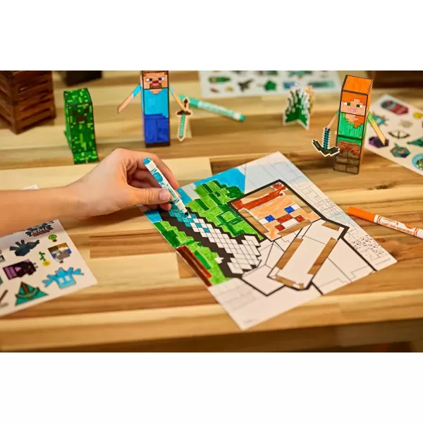 imageCrayola Minecraft POPs 3D Kids Art Set Coloring Book Alternative Gift for Boys ampamp Girls Ages 6