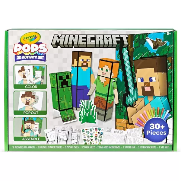 imageCrayola Minecraft POPs 3D Kids Art Set Coloring Book Alternative Gift for Boys ampamp Girls Ages 6