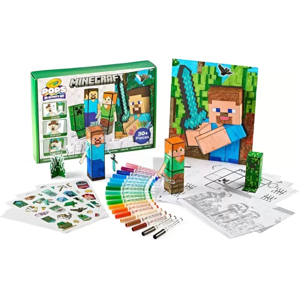 imageCrayola Minecraft POPs 3D Kids Art Set Coloring Book Alternative Gift for Boys ampamp Girls Ages 6