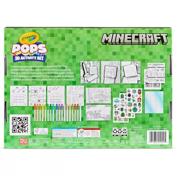 imageCrayola Minecraft POPs 3D Kids Art Set Coloring Book Alternative Gift for Boys ampamp Girls Ages 6