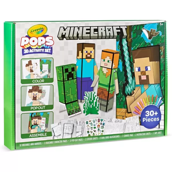 imageCrayola Minecraft POPs 3D Kids Art Set Coloring Book Alternative Gift for Boys ampamp Girls Ages 6