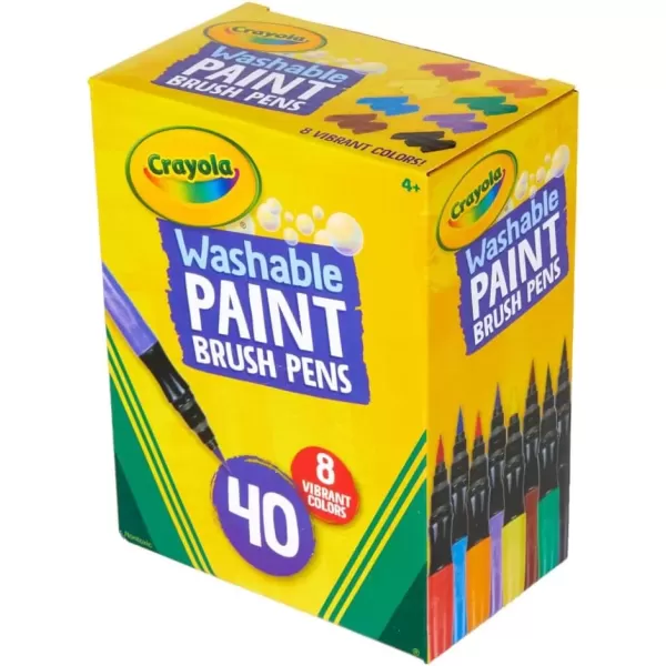 imageCrayola NoDrip Paint Brush Pens Assorted Colors Set 40 Count Creative Gift for Kids and TeensStandard Packaging