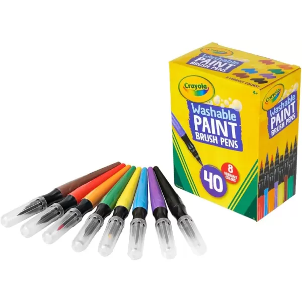 imageCrayola NoDrip Paint Brush Pens Assorted Colors Set 40 Count Creative Gift for Kids and TeensStandard Packaging