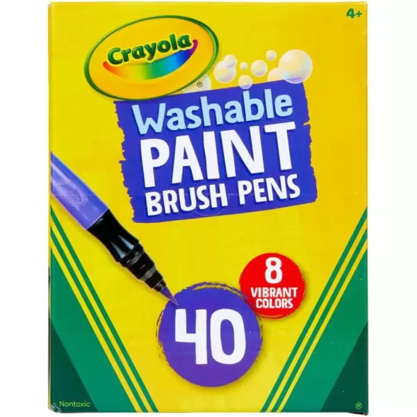 imageCrayola NoDrip Paint Brush Pens Assorted Colors Set 40 Count Creative Gift for Kids and TeensStandard Packaging