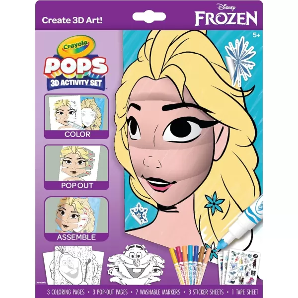 imageCrayola POPS 3D Frozen Activity Set Kids Coloring Set ampamp Craft Kit Includes Stickers ampamp Markers Frozen Gift for Girls ampamp Boys 5Frozen