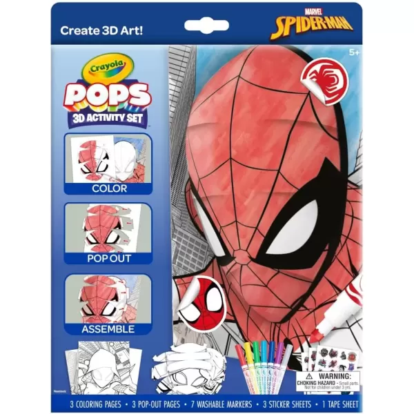 imageCrayola POPS 3D Frozen Activity Set Kids Coloring Set ampamp Craft Kit Includes Stickers ampamp Markers Frozen Gift for Girls ampamp Boys 5Spiderman