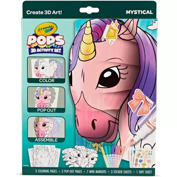 imageCrayola POPs 3D Kids Art Set Mystical Coloring Book Alternative Gift for Girls ampamp Boys Ages 5