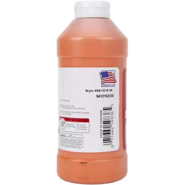 imageCrayola Premier Tempera Paint For Kids  Orange 16oz Kids Classroom Supplies Great For Arts ampamp Crafts Non Toxic Easy Squeeze BottleOrange