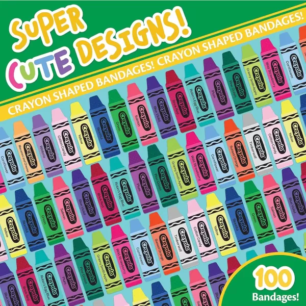 imageCrayola Shaped Kids Bandages 100 CT  Great for Birthdays Party Supplies Stickers Stocking Stuffer or White Elephant Gift  Adhesive Bandages for Minor Cuts Scrapes ampamp Burns