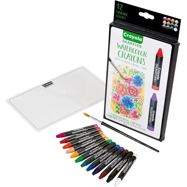 imageCrayola Signature Premium Watercolor Crayon Sticks ampamp Paintbrush 12 Count Gift1 Count Pack of 1
