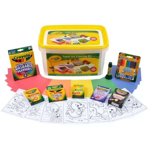 imageCrayola Super Art Coloring Kit 100 Pcs Arts ampamp Crafts Set for Kids Coloring Supplies Arts ampamp Crafts Set Holiday Gifts for Kids Amazon ExclusiveSuper Art Coloring Kit