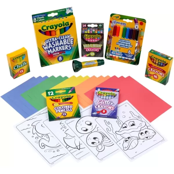 imageCrayola Super Art Coloring Kit 100 Pcs Arts ampamp Crafts Set for Kids Coloring Supplies Arts ampamp Crafts Set Holiday Gifts for Kids Amazon ExclusiveSuper Art Coloring Kit