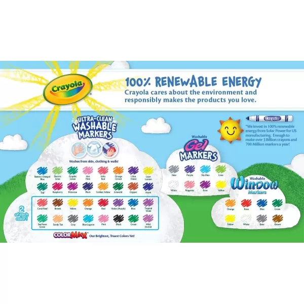 imageCrayola Washable Marker Set 48 Broad Line Markers for Kids 8 Gel Markers 8 Window Markers Gifts for Boys ampamp Girls Ages 3Washable