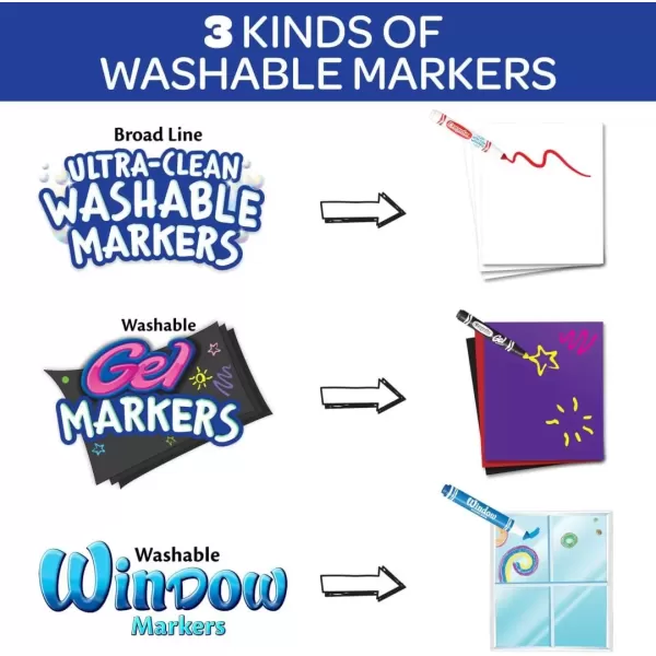 imageCrayola Washable Marker Set 48 Broad Line Markers for Kids 8 Gel Markers 8 Window Markers Gifts for Boys ampamp Girls Ages 3Washable