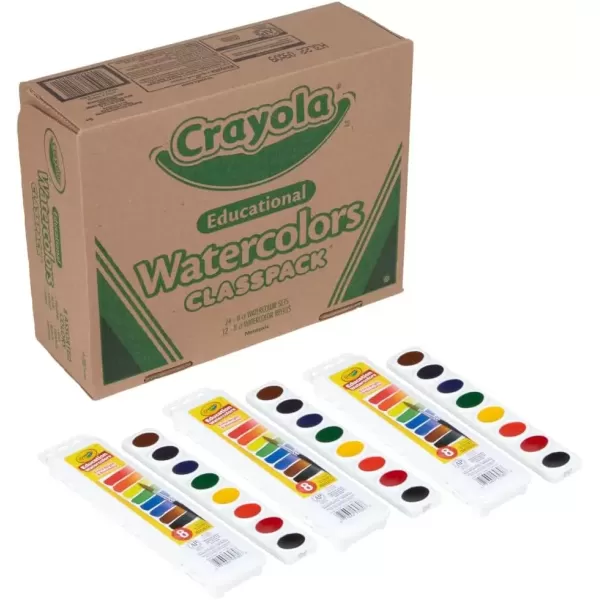 imageCrayola Watercolors Classpack Bulk Paint Set For Kids 24 Trays ampamp 12 Refills School Supplies