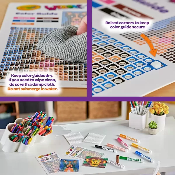 imageCrayola Wixels Animals Activity Kit Pixel Art Coloring Set Gift for Kids Ages 6 7 8 9Animals