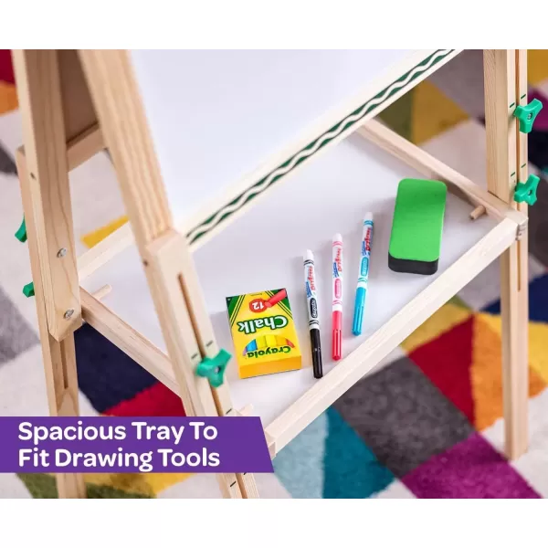 imageCrayola Wooden Art Easel for Kids 2in1 Dry Erase Board ampamp Chalkboard Gifts for Toddlers Ages 3 4 5Mini Easel