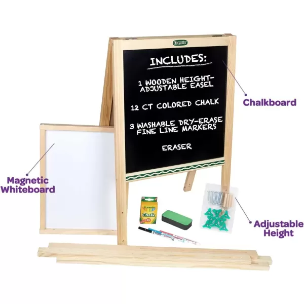 imageCrayola Wooden Art Easel for Kids 2in1 Dry Erase Board ampamp Chalkboard Gifts for Toddlers Ages 3 4 5Mini Easel