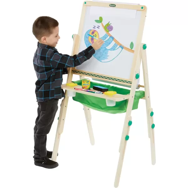 imageCrayola Wooden Art Easel for Kids 2in1 Dry Erase Board ampamp Chalkboard Gifts for Toddlers Ages 3 4 5Super Easel