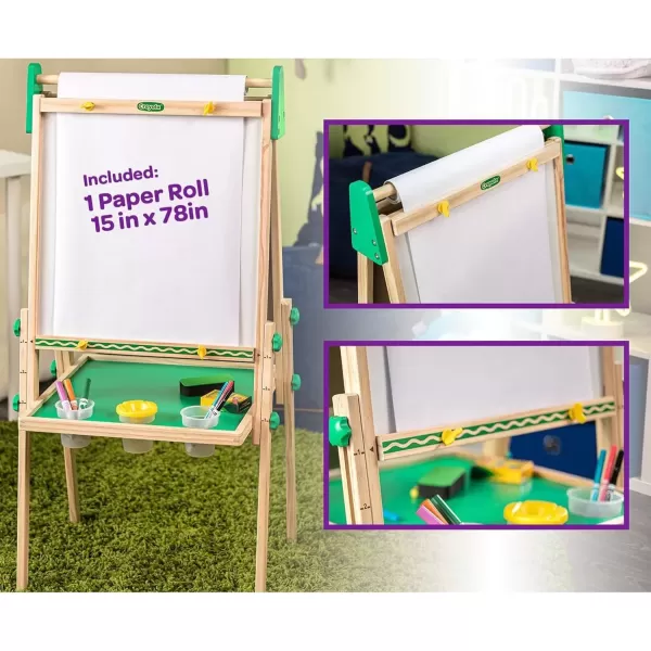 imageCrayola Wooden Art Easel for Kids 2in1 Dry Erase Board ampamp Chalkboard Gifts for Toddlers Ages 3 4 5Wooden Easel