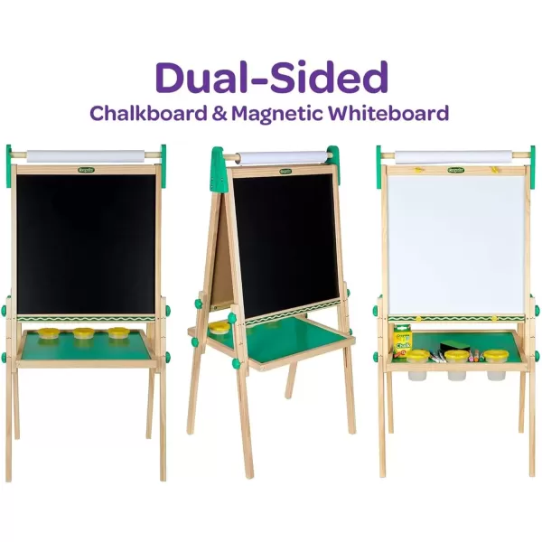 imageCrayola Wooden Art Easel for Kids 2in1 Dry Erase Board ampamp Chalkboard Gifts for Toddlers Ages 3 4 5Wooden Easel
