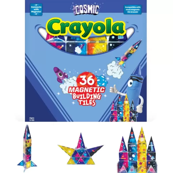 imageCreateOn Crayola Cosmic Magnetic Tiles Building Set for Kids Magnetic Tiles Magnetic Building Toys for Kids STEM Learning Toys for Boys and Girls Ages 3 and Up 36Piece Set Cosmic