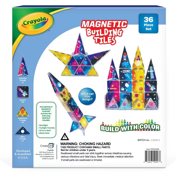 imageCreateOn Crayola Cosmic Magnetic Tiles Building Set for Kids Magnetic Tiles Magnetic Building Toys for Kids STEM Learning Toys for Boys and Girls Ages 3 and Up 36Piece Set Cosmic