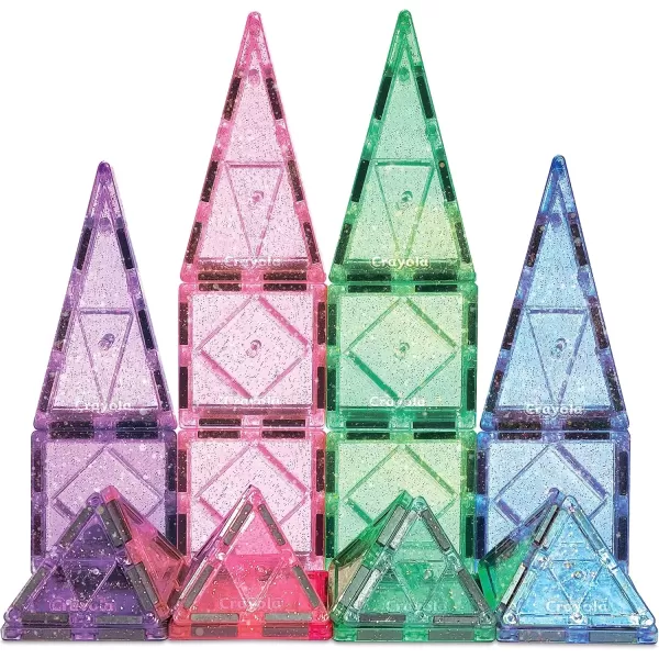 imageCreateOn Crayola Glitter Magnetic Tiles Building Set for Kids Magnetic Tiles Magnetic Building Toys for Kids STEM Toys for Boys and Girls Ages 3 and Up 36Piece Set Glitter