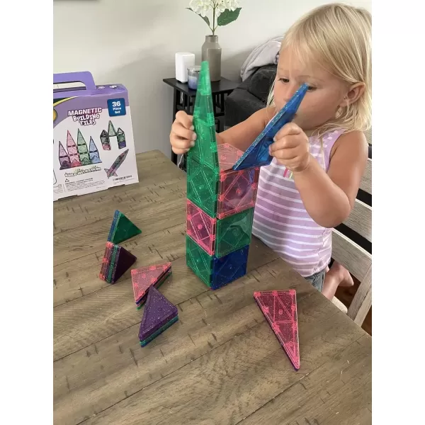 imageCreateOn Crayola Glitter Magnetic Tiles Building Set for Kids Magnetic Tiles Magnetic Building Toys for Kids STEM Toys for Boys and Girls Ages 3 and Up 36Piece Set Glitter