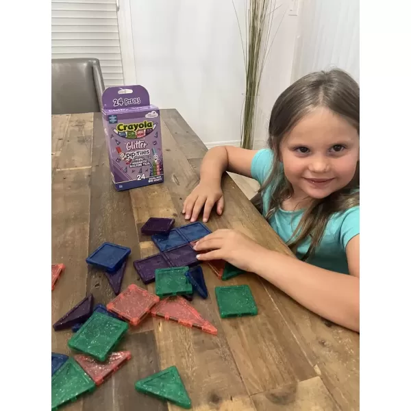 imageCreateOn Crayola Mini Magnetic PIPTiles Building Set for Kids Magnetic Building Toys for Kids STEM Travel Toys for Boys and Girls Ages 3 24Piece Set BoldGlitter