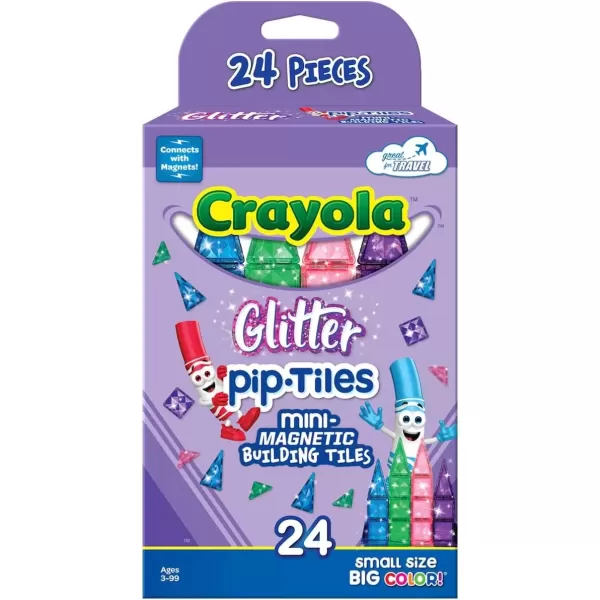 imageCreateOn Crayola Mini Magnetic PIPTiles Building Set for Kids Magnetic Building Toys for Kids STEM Travel Toys for Boys and Girls Ages 3 24Piece Set BoldGlitter