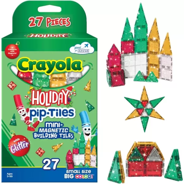 imageCreateOn Crayola Mini Magnetic PIPTiles Building Set for Kids Magnetic Building Toys for Kids STEM Travel Toys for Boys and Girls Ages 3 24Piece Set BoldHoliday Colors